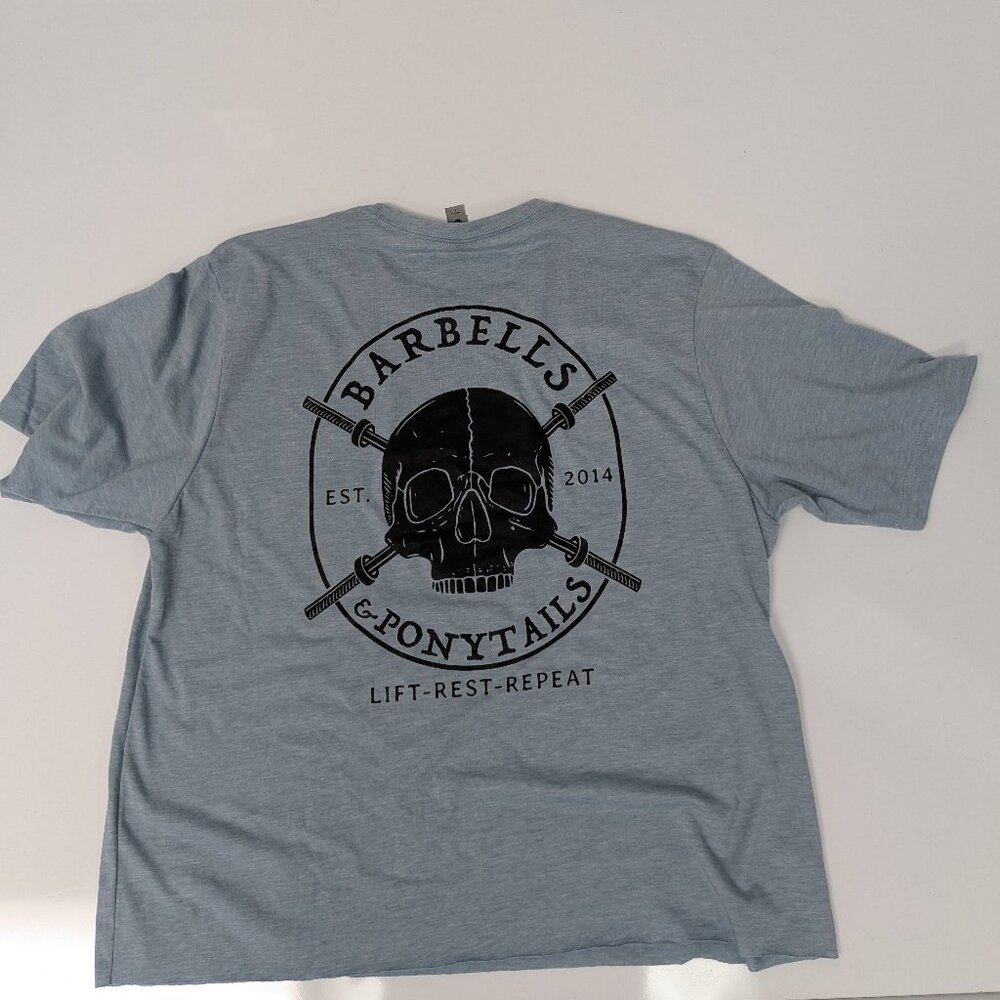 Barbells And Ponytails Crop "Skull And Barbells" T-Shirt  NEW
